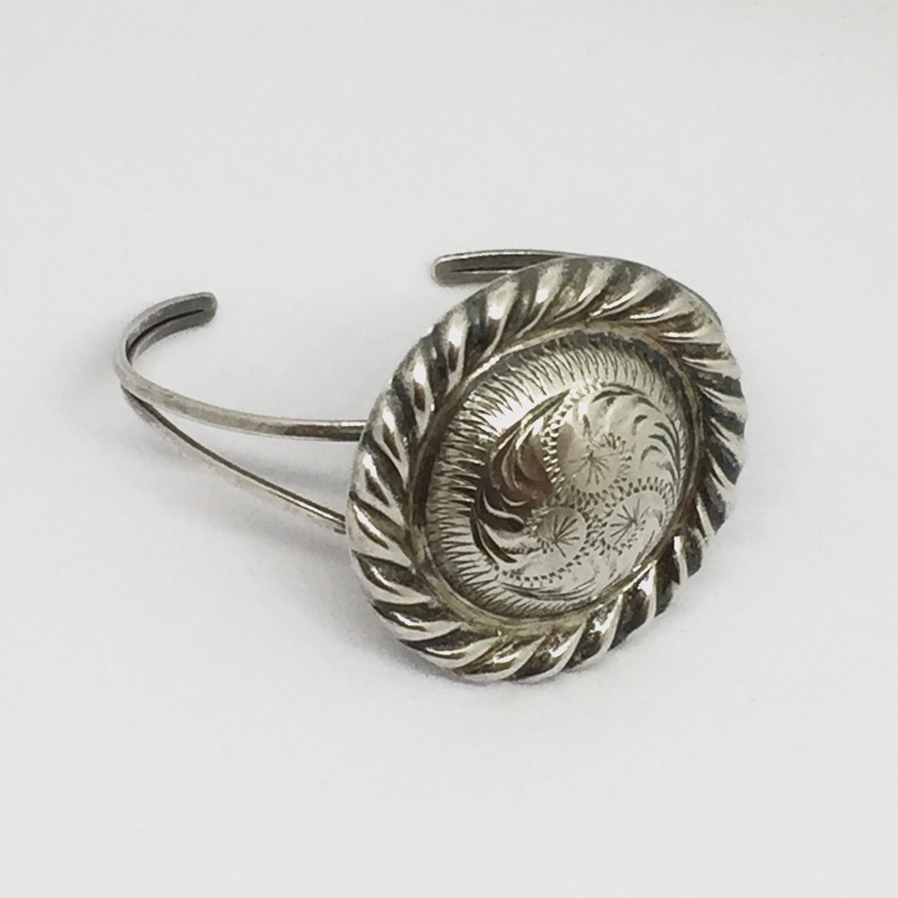 Vintage Western Sterling Silver Concho Bracelet